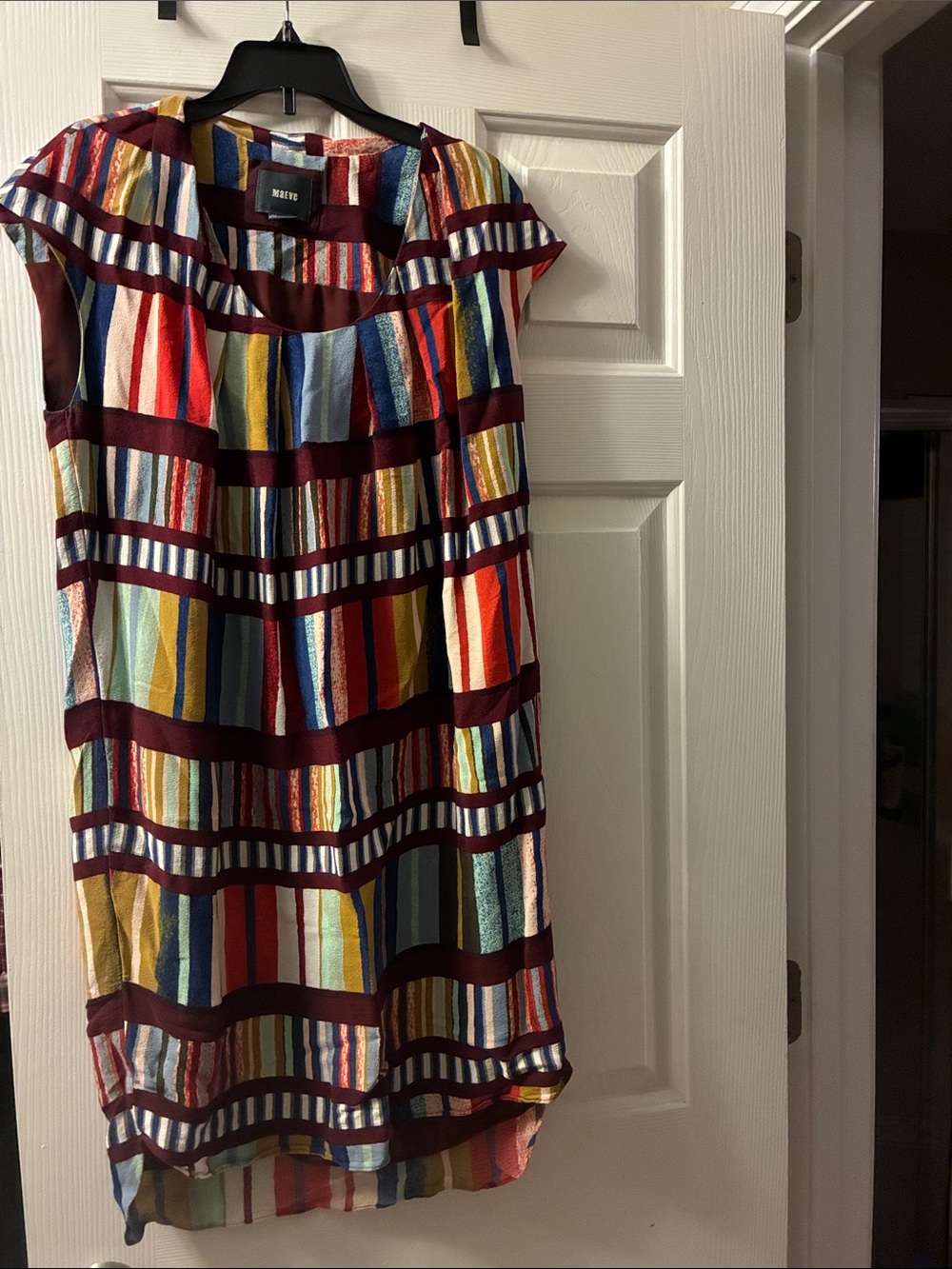 Anthropologie Maeve Au Revoir Library maroon cap sleeve shift dress size 8